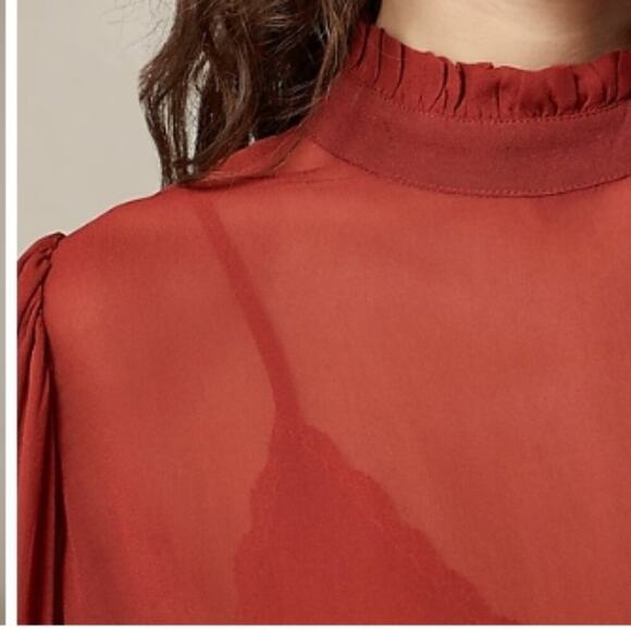 J. Crew Irina Ruffleneck top in chiffon Berry Sangria - Picture 4 of 5